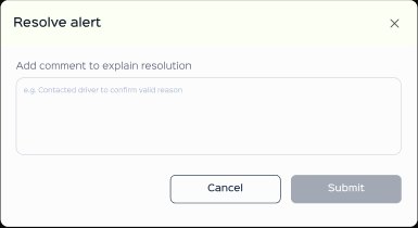 Resolve alert, comment required